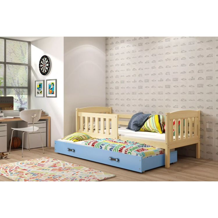 Jednolôžková posteľ Kubus3 Prírodná pre teenagerov 160x80 s matracom, rozkladacia - modrá